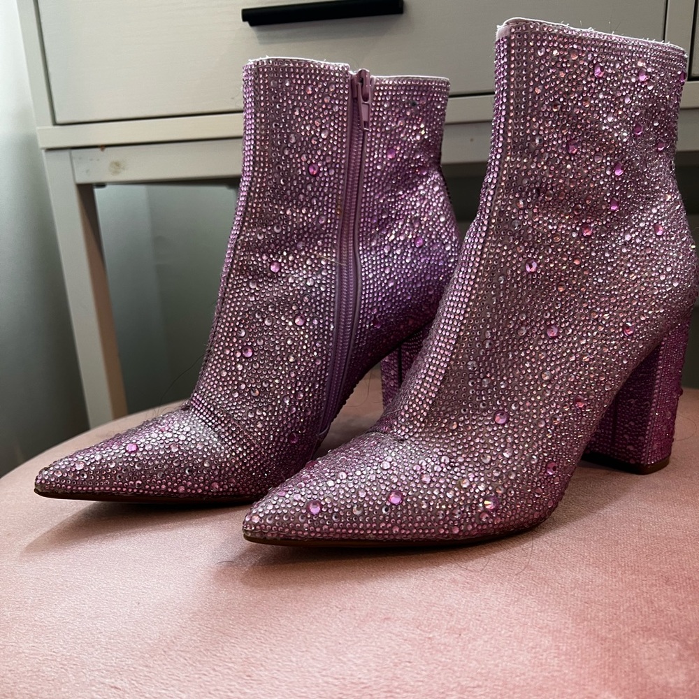Betsey Johnson Cady Rhinestone Boots- Light Pink